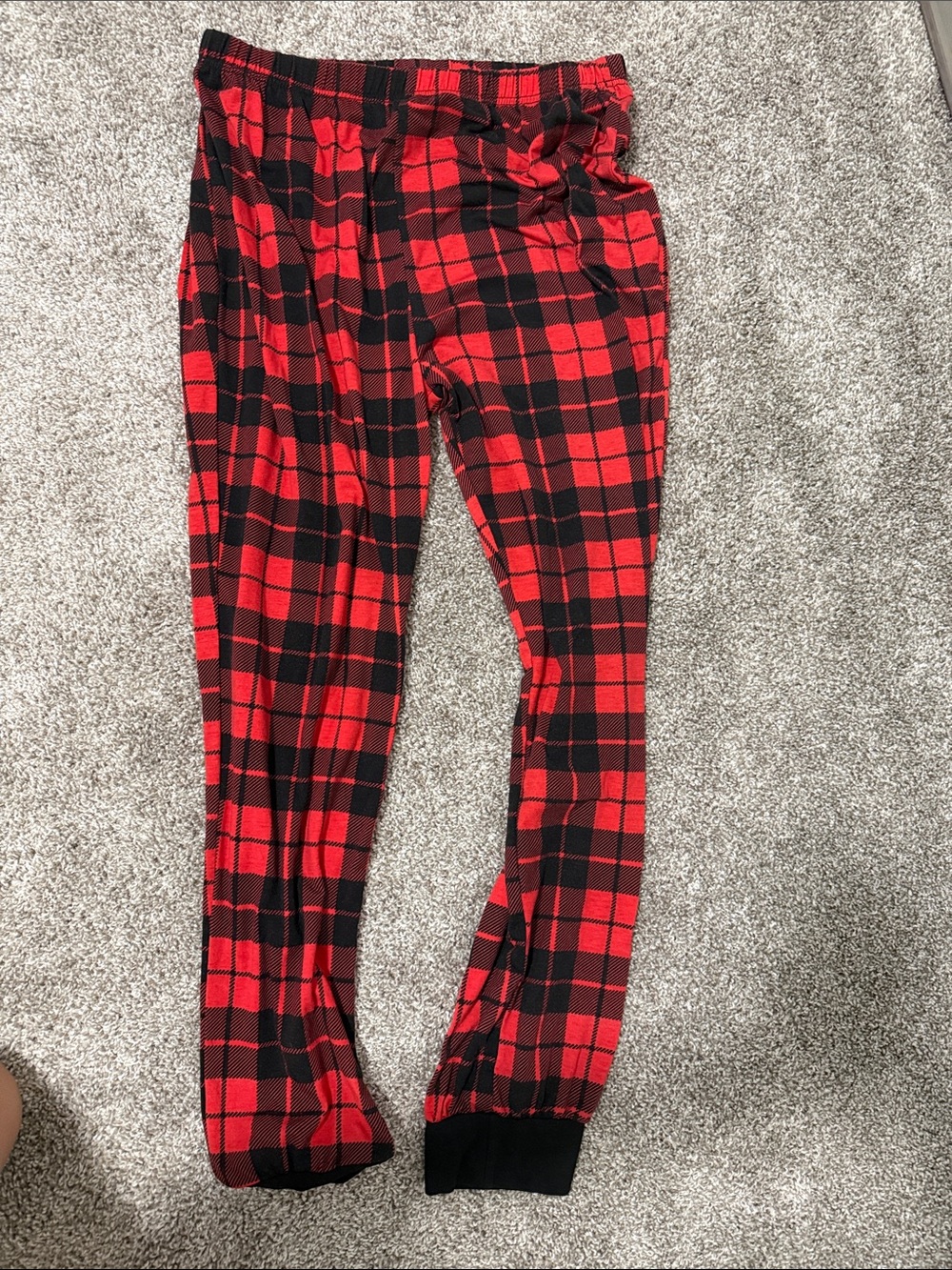 Mens Red and Black Plaid Jogger/pj Pants